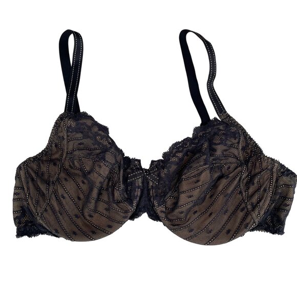 Chantelle Rive Gauce Full Coverage Unlined Bra Sz 38D Mesh Swiss Dot Lace - Picture 1 of 7